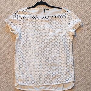 United Colors Of Benetton White Eyelet Blouse, Medium